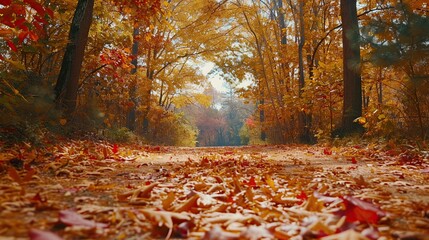 Poster - Autumn Path in a Colorful Forest