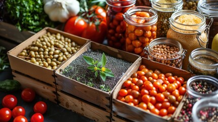 Poster - Organic Food in Wooden Boxes