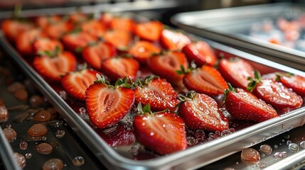 Canvas Print - Fresh Strawberries on a Baking Sheet