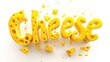 © Helga P-A. - Yellow 'Cheese' text with cheese texture on white background. Cheese texture font