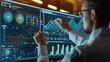 © buraratn - Financial expert interacting with a high-tech KPI dashboard, displaying various business analytics graphs and data visualizations