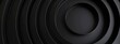 © Aloy - Sleek black background with circular patterns for design, banner template