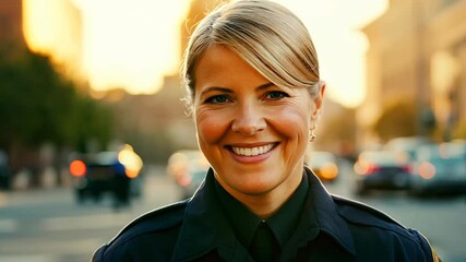 Poster - Police officer smiling face portrait