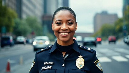 Wall Mural - Police officer smiling face portrait