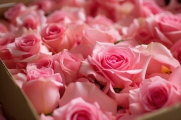 Sticker - A close-up of delicate pink roses arranged in a beautiful bouquet