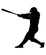 © lacrimoza - swinging softball baseball player icon silhouette isolated on white