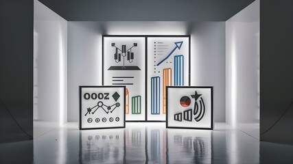 Fototapete - Business analytic illustration with white background, growth, fulfilling customer needs.