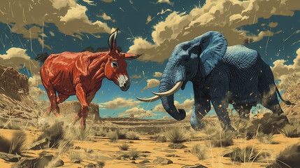 Donkey & Elephant. Art.