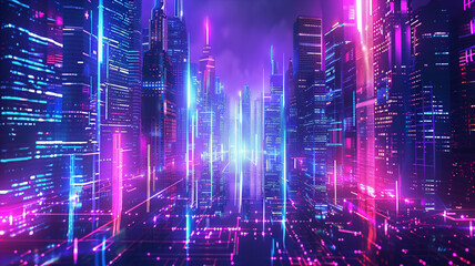 Glowing Buildings in a Modern Neon Design