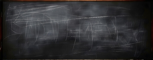 Empty blackboard with rough scratches, ideal for educational themes, presentations, or backgrounds with copy space.