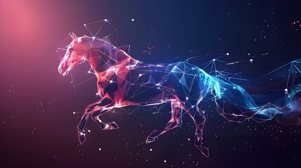  horse racing , polygonal backdrop, featuring connected dots and lines.