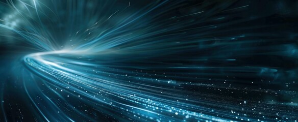 Wall Mural - blue and green streaks of light form a glowing tunnel. ai.