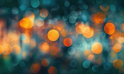 Canvas Print - Blurred orange and teal lights. AI.