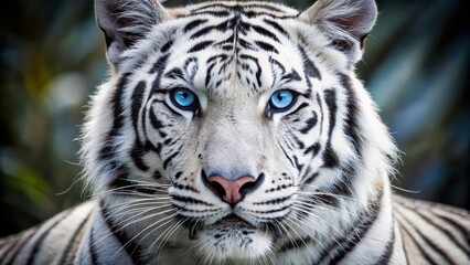 Canvas Print - Blue-eyed white tiger, wildlife, nature, majestic, predator, endangered species, feline, beautiful, rare, fierce