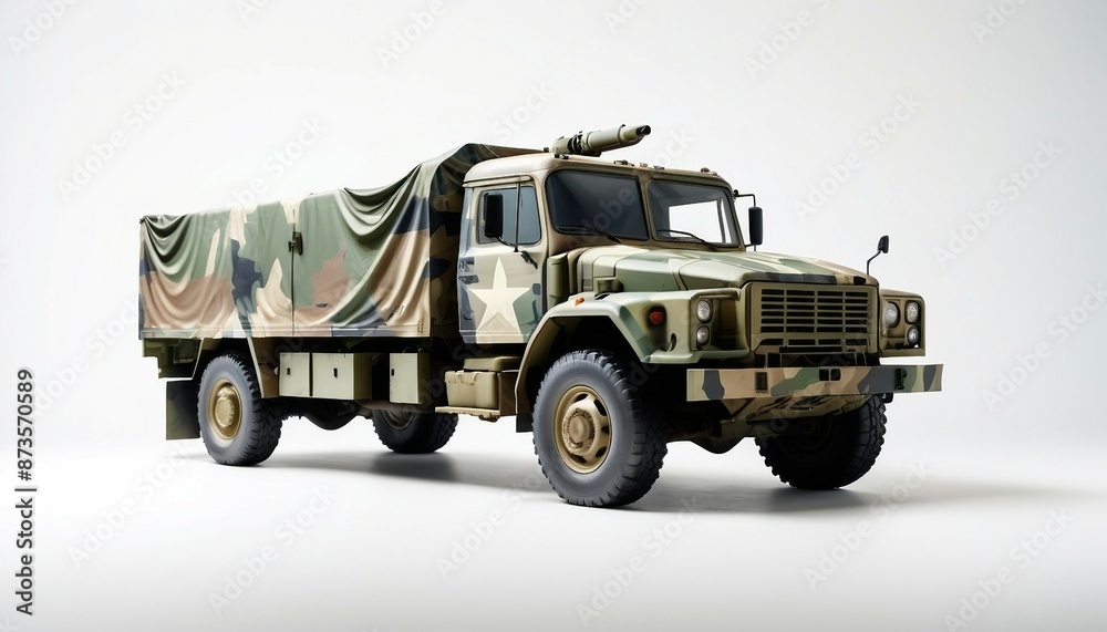 military truck with camouflage isolated white background Stock Photo ...