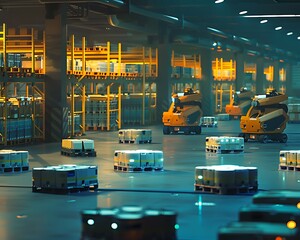 Aufkleber - Automated Warehouse with Robots and Pallets