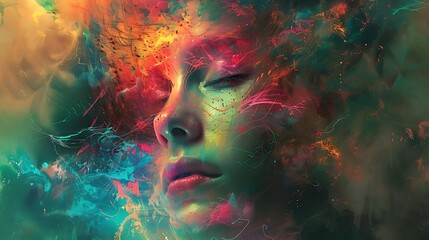 Aufkleber - Abstract Portrait with Vibrant Colors