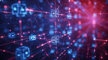 Aufkleber - Abstract Digital Network with Connected Data