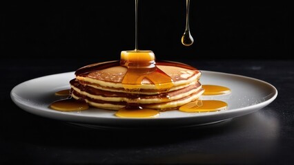 Wall Mural - Maple and Honey Drizzled Minimalist Pancake Serenity