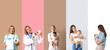 © Pixel-Shot - Female doctor with stethoscope, clipboard and knitted model of breast on brown background. Breast feeding concept