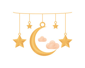 Canvas Print - arabic crescent moon and stars