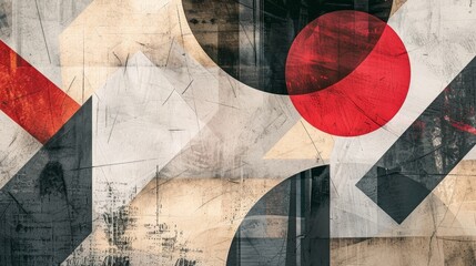 Wall Mural - Abstract geometric shapes in red, black, and grey.