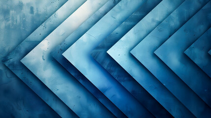 Poster - Stylized blue arrow icon with sleek modern digital design  Minimalist geometric background featuring smooth textures and Bauhaus inspired bold typography  Futuristic