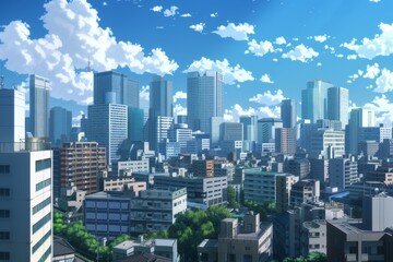 Wall Mural - Playful Cartoon Cityscape - A Vibrant and Lively Urban Adventure，Anime style