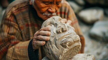 Sticker - Stone carving is a deeply spiritual practice for many artists, as they seek to connect with the natural world and the forces that shaped the stone.