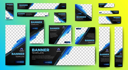 Poster - set of business web banners template design with image space. vector