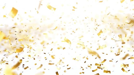 Wall Mural - Golden Confetti Falling Against a White Background