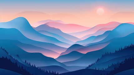 Sticker - Mountain Landscape at Sunset