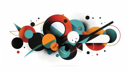 Poster - Abstract Geometric Composition with Splashes of Color