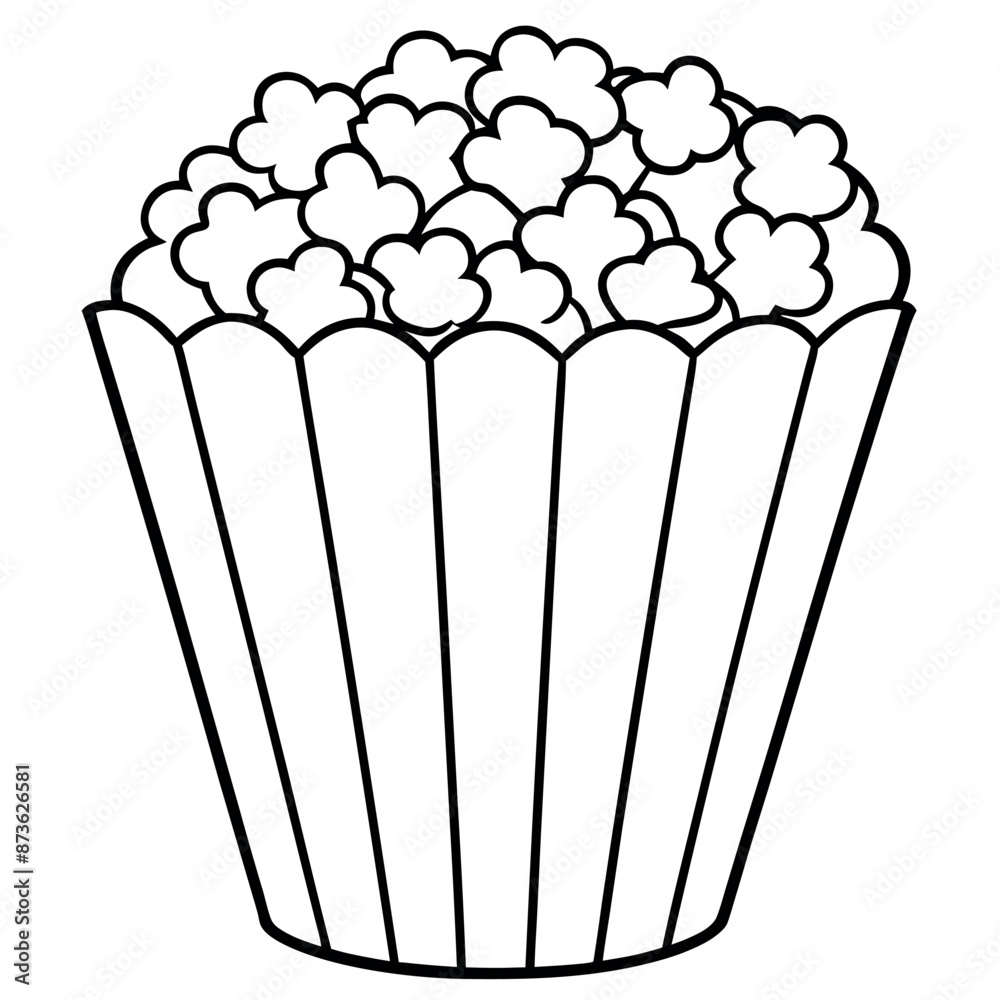Kids' coloring page with a popcorn vector design Stock Vector | Adobe Stock