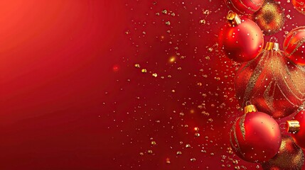 Poster - Red and Gold Christmas Ornament Background