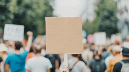 A powerful image of a protest rally with people holding signs and passionately advocating for social justice and equality