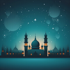 vector illustration of eid mubarak background with mosque and moon