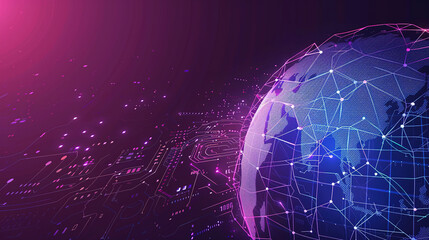 Poster - Abstract technology background with a global network and connectivity concept. Digital global network. Abstract futuristic digital network connection. Copy space area for text. 