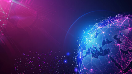 Poster - Abstract technology background with a global network and connectivity concept. Digital global network. Abstract futuristic digital network connection. Copy space area for text. 