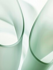 Wall Mural - An abstract background with soft green and white curving shapes and lines. 