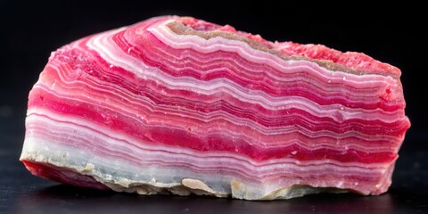 Canvas Print - Raw rhodochrosite crystal with pink and white bands, gemstone, mineral, pink, white, crystal, raw, rhodochrosite, natural