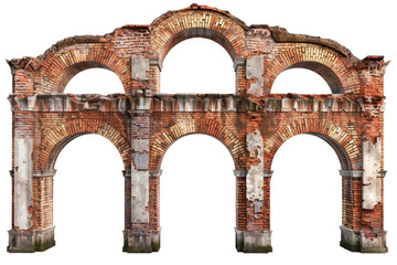 Wall Mural - Antique brick archway isolated on white.	