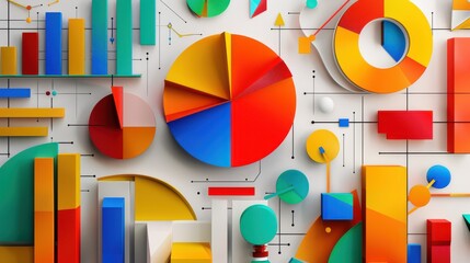 Poster - Detailed pie charts and bar graphs in a contemporary digital art style, [pie charts], [digital art] 