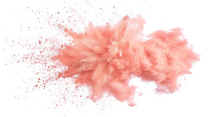 Wall Mural - bright peach fuzz paint color powder festival explosion burst isolated white background.