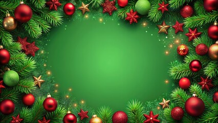 Green and red Christmas background with render, festive, holiday, celebration, December, winter, decoration, Merry Christmas