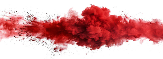 Wall Mural - Red smoke plume isolated on transparent background.