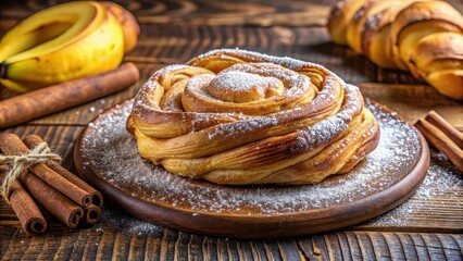 Sticker - Delicious Brazilian banana pastry sprinkled with cinnamon and sugar , Brazilian, banana pastry, pastel de banana, traditional, dessert