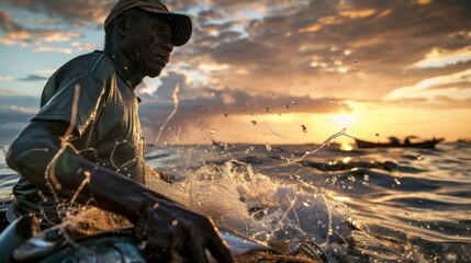 An image of a fisherman and his catch with a message reminding us that sustainable fishing practices not only preserve marine life but also ensure a sustainable livelihood for those.