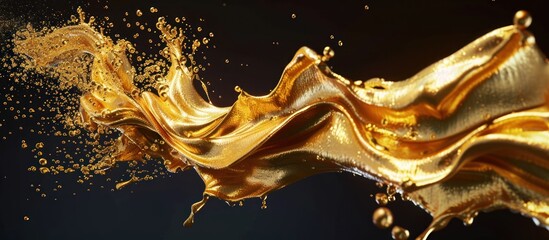Wall Mural - A gold stream of liquid with a splash of color