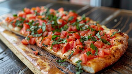 Wall Mural - Delicious Pizza with Tomatoes and Basil
